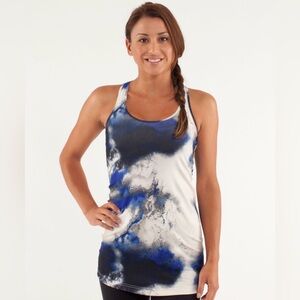 Lululemon Extra Long Blue and White Tie-Dye Racerback Tank Top